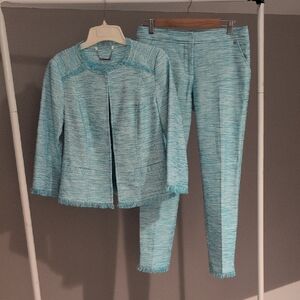 Trina Turk Two Piece Pant And Blazer Set Linen Blend Size 4